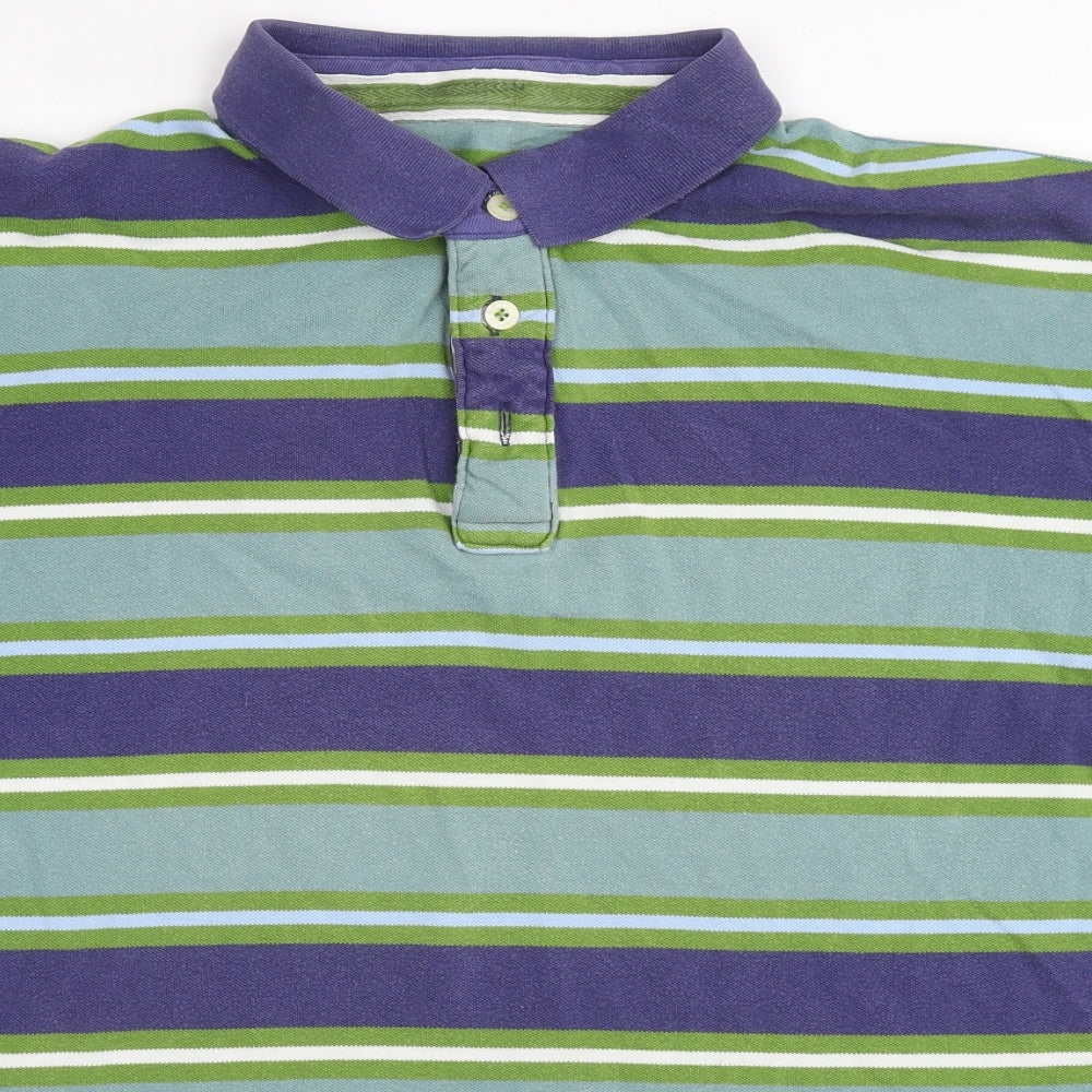 Boden Mens Multicoloured Striped Cotton Polo Size 2XL Collared Button