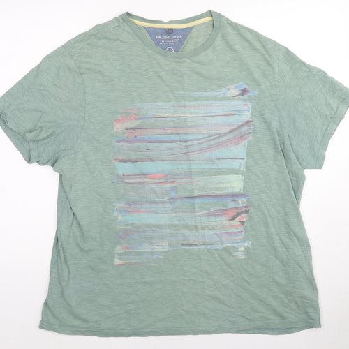 RJR.John Rocha Mens Green Cotton T-Shirt Size XL Crew Neck