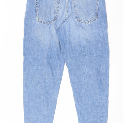 Marks and Spencer Womens Blue Cotton Cropped Jeans Size 12 L25 in Regular Zip - Short leg