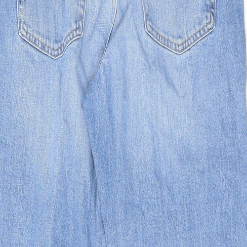 Marks and Spencer Womens Blue Cotton Cropped Jeans Size 12 L25 in Regular Zip - Short leg