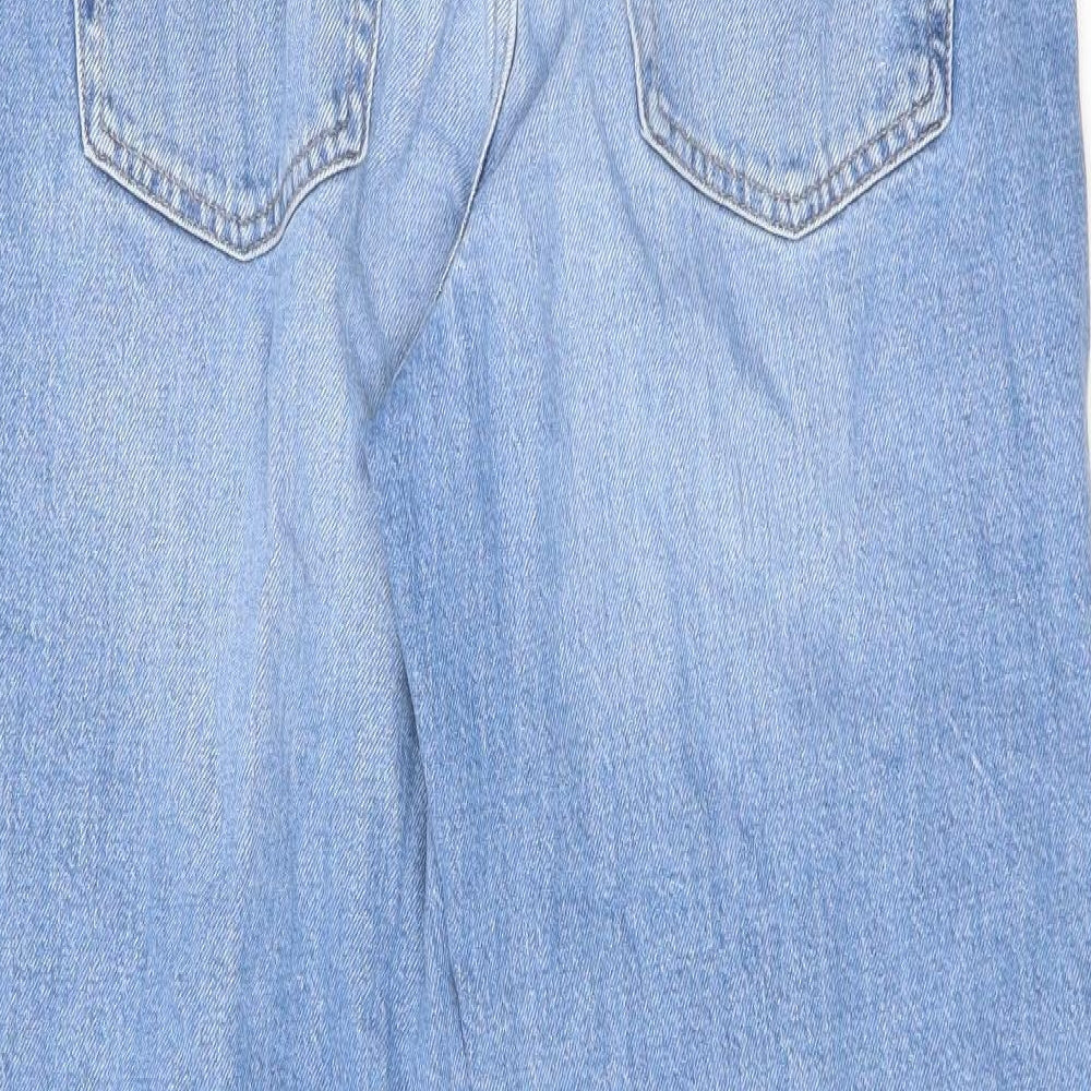 Marks and Spencer Womens Blue Cotton Cropped Jeans Size 12 L25 in Regular Zip - Short leg