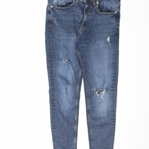 Zara Mens Blue Cotton Straight Jeans Size 28 in L24 in Regular Zip