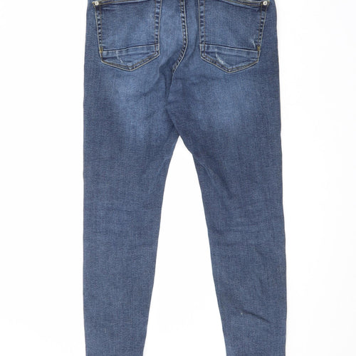 Zara Mens Blue Cotton Straight Jeans Size 28 in L24 in Regular Zip