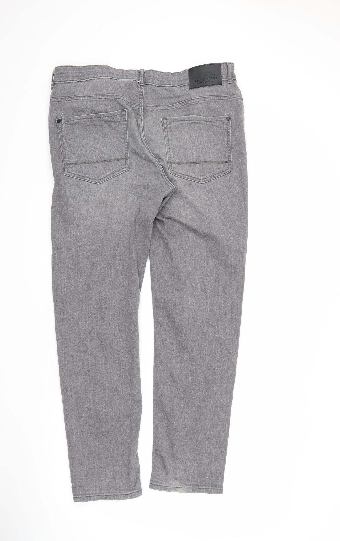 Denim & Co. Mens Grey Cotton Straight Jeans Size 34 in L30 in Regular Button