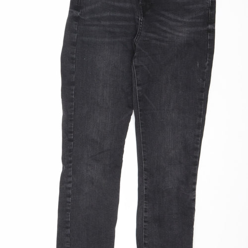 Zara Womens Black Cotton Straight Jeans Size 10 L25.5 in Regular Zip
