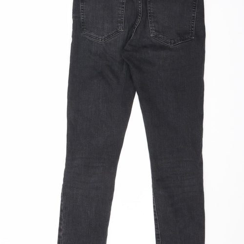 Zara Womens Black Cotton Straight Jeans Size 10 L25.5 in Regular Zip