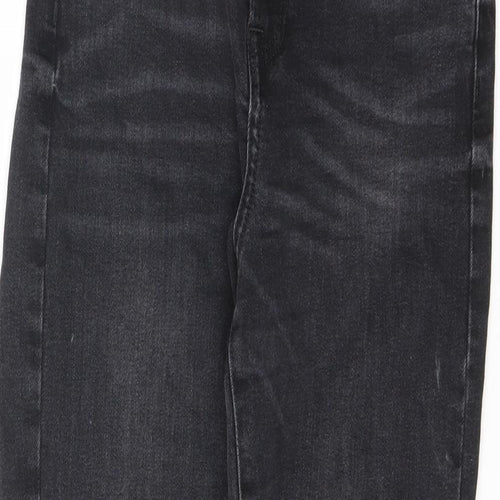 Zara Womens Black Cotton Straight Jeans Size 10 L25.5 in Regular Zip