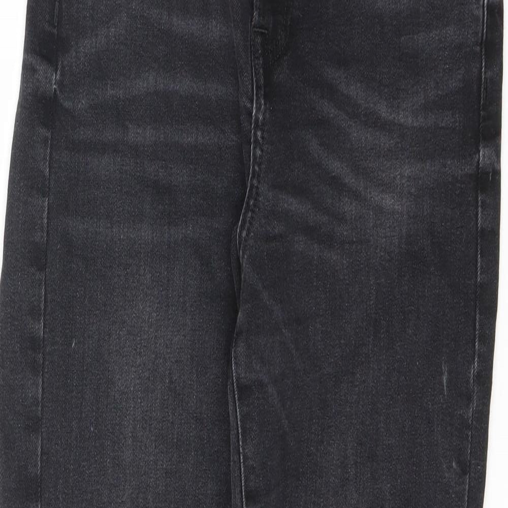 Zara Womens Black Cotton Straight Jeans Size 10 L25.5 in Regular Zip