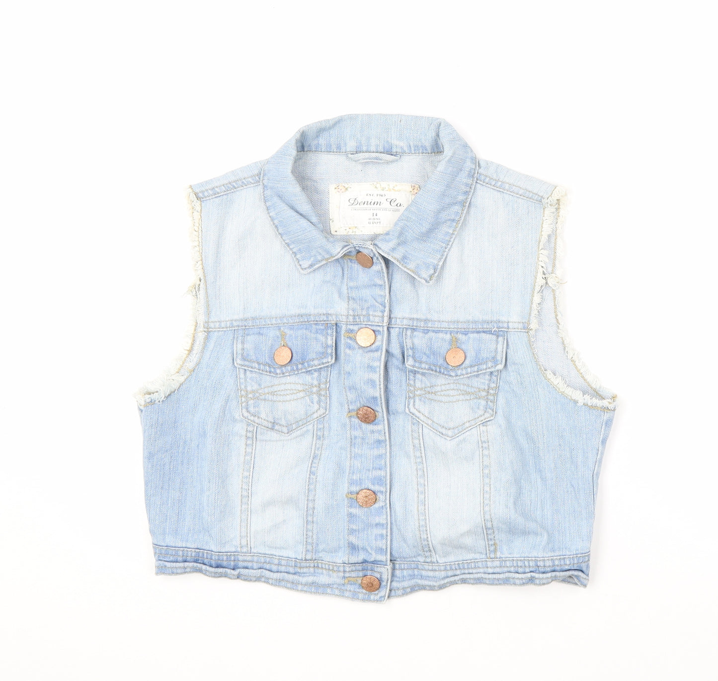 Denim & Co. Girls Blue Gilet Jacket Size 14 Years Button