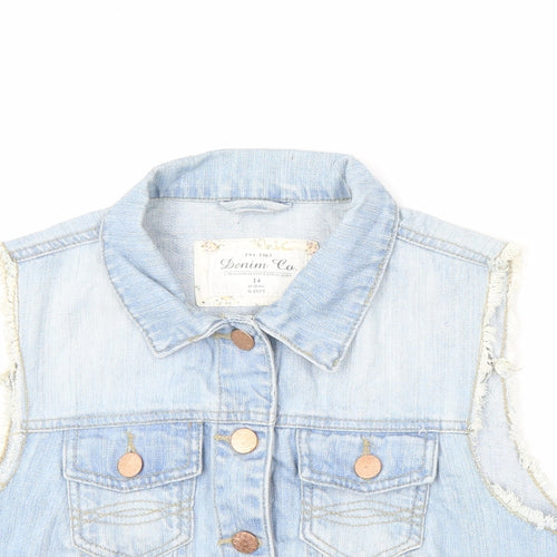 Denim & Co. Girls Blue Gilet Jacket Size 14 Years Button