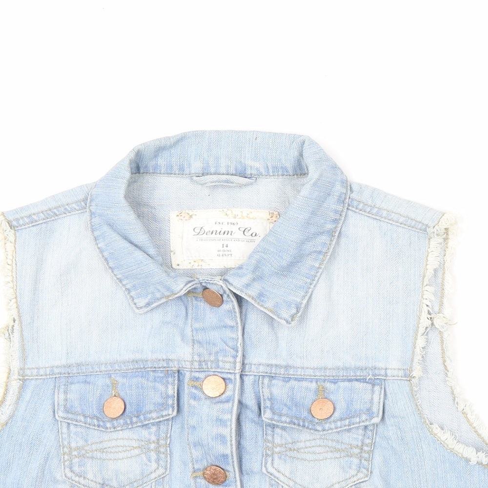 Denim & Co. Girls Blue Gilet Jacket Size 14 Years Button
