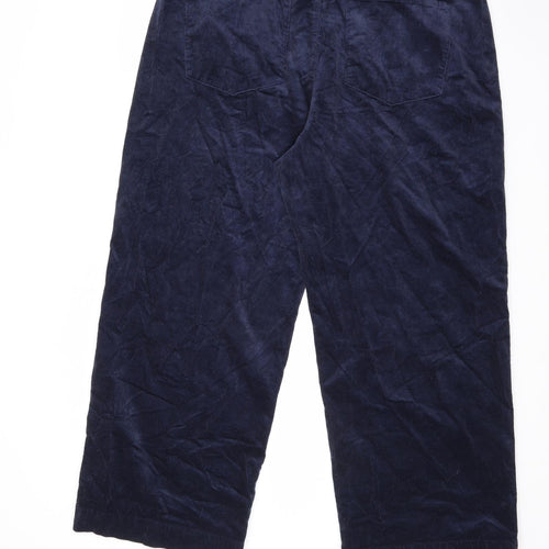 Marks and Spencer Womens Blue Cotton Trousers Size 20 L28 in Regular Zip