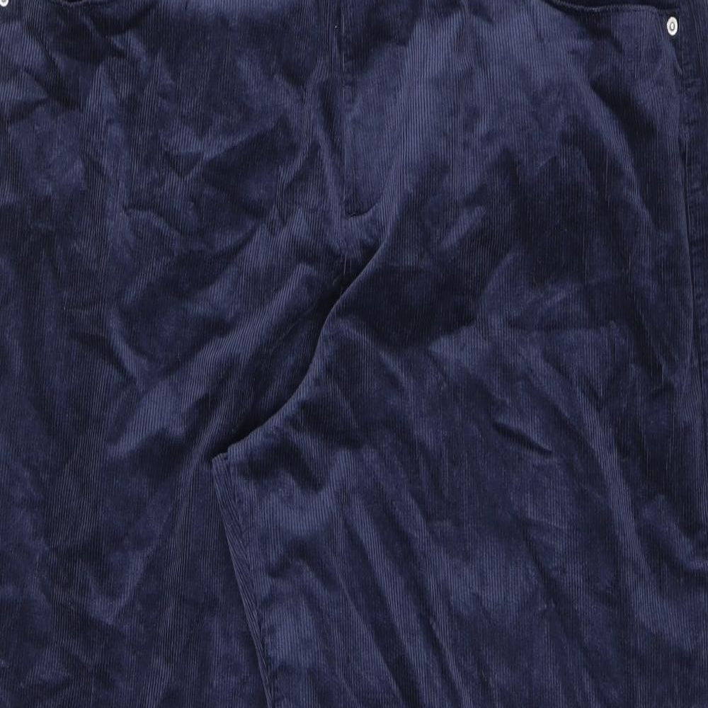 Marks and Spencer Womens Blue Cotton Trousers Size 20 L28 in Regular Zip