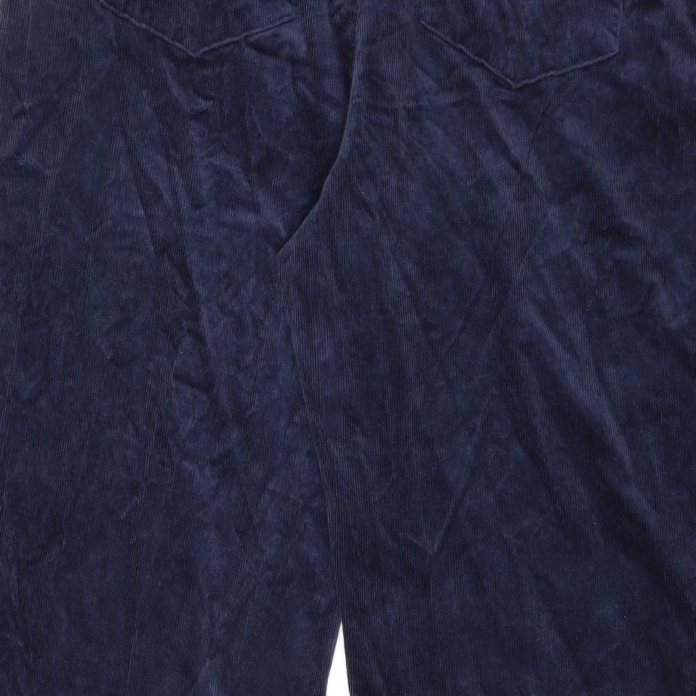 Marks and Spencer Womens Blue Cotton Trousers Size 20 L28 in Regular Zip