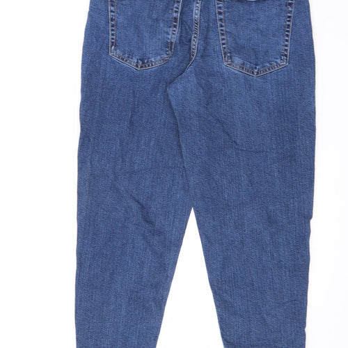 Marks and Spencer Womens Blue Cotton Mom Jeans Size 10 L25 in Regular Zip - Short leg