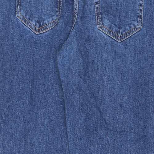 Marks and Spencer Womens Blue Cotton Mom Jeans Size 10 L25 in Regular Zip - Short leg