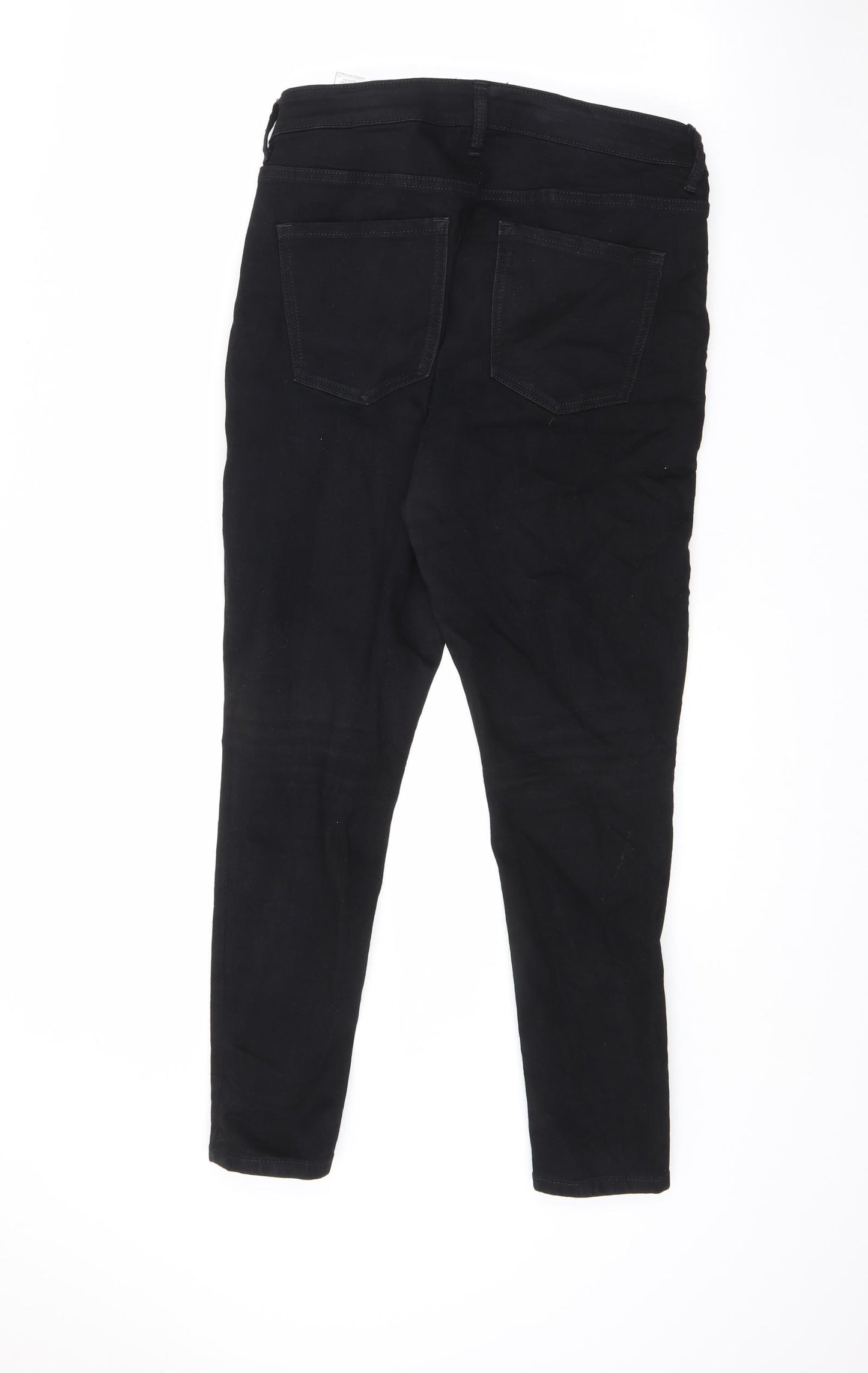 Marks and Spencer Womens Black Cotton Skinny Jeans Size 14 L26 in Slim Zip