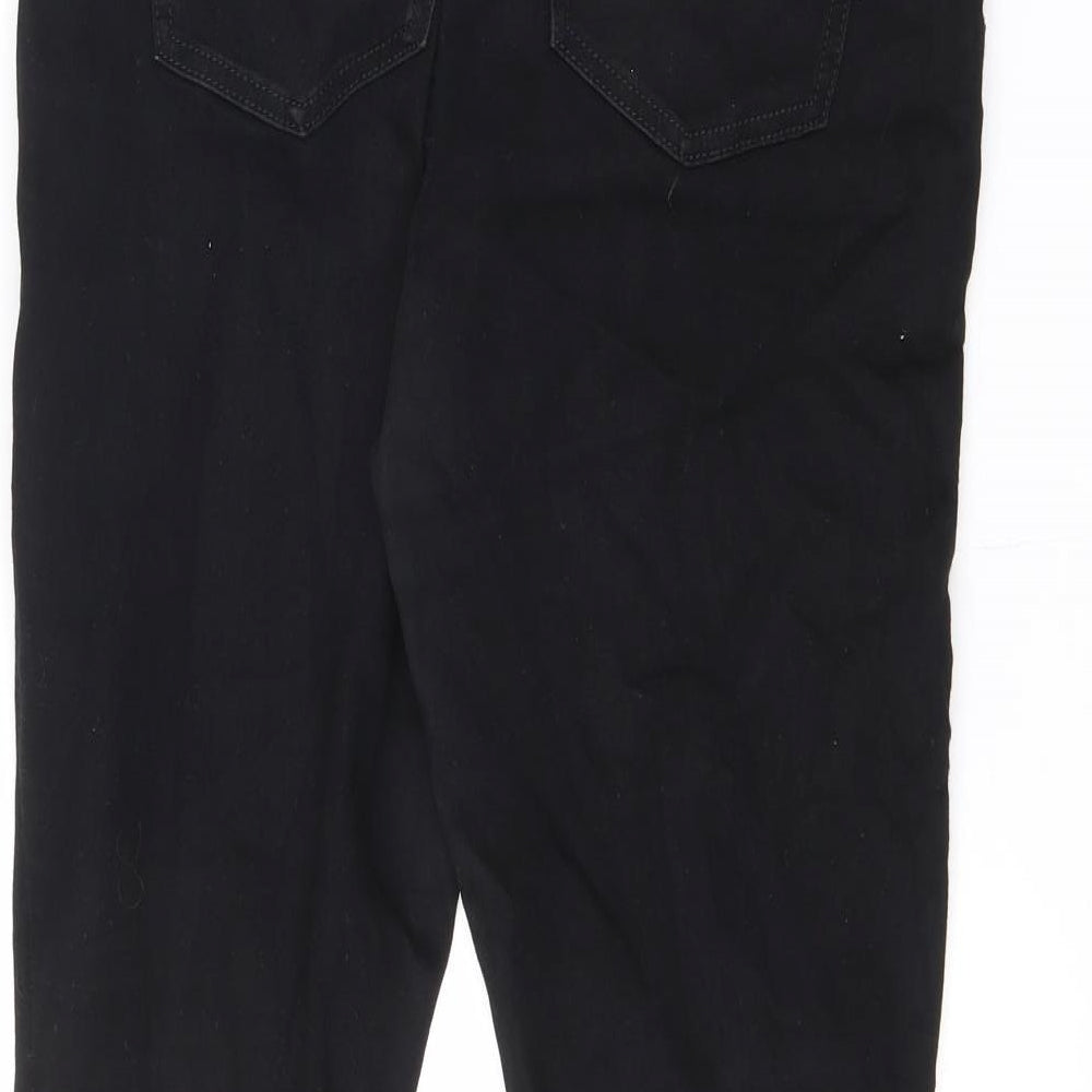 Marks and Spencer Womens Black Cotton Skinny Jeans Size 14 L26 in Slim Zip