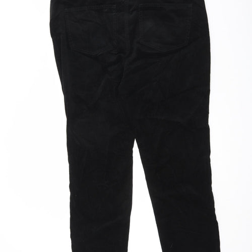 Marks and Spencer Womens Black Cotton Trousers Size 18 L27 in Regular Zip