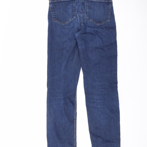 Marks and Spencer Womens Blue Cotton Straight Jeans Size 8 L25 in Regular Zip