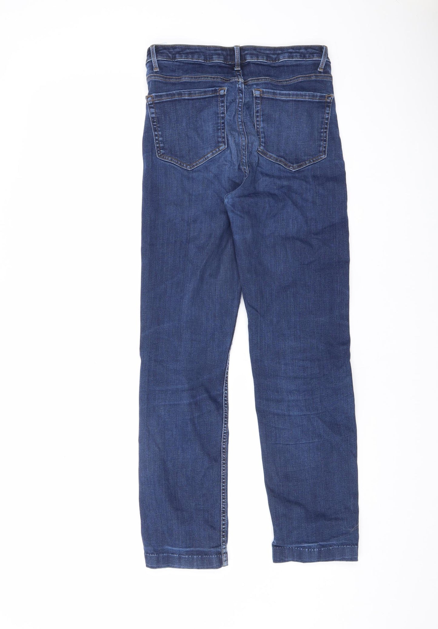 Marks and Spencer Womens Blue Cotton Straight Jeans Size 8 L25 in Regular Zip