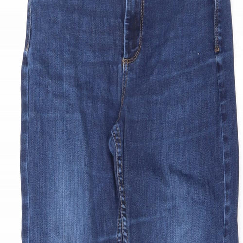 Marks and Spencer Womens Blue Cotton Straight Jeans Size 8 L25 in Regular Zip