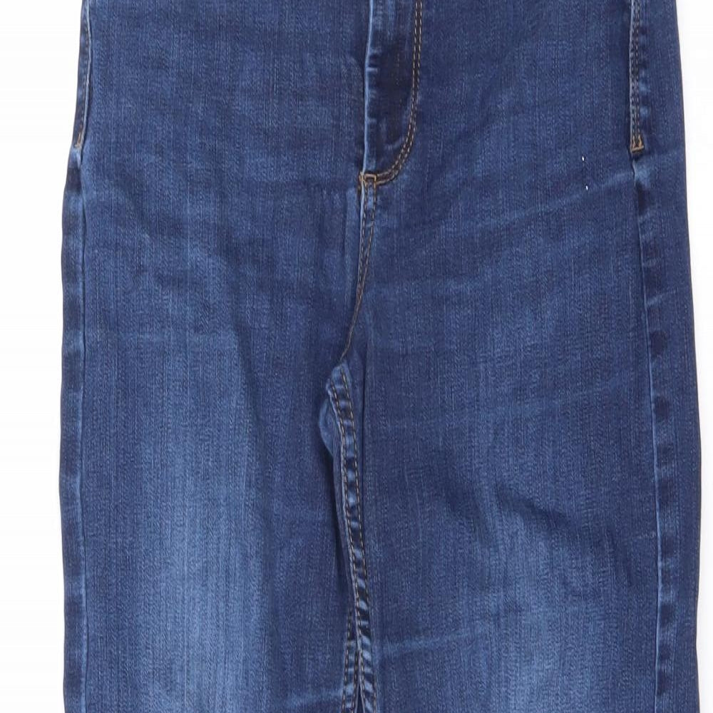 Marks and Spencer Womens Blue Cotton Straight Jeans Size 8 L25 in Regular Zip