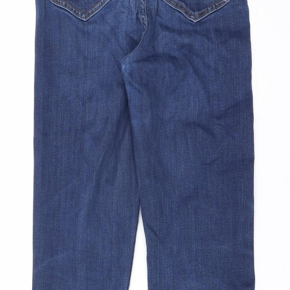 Marks and Spencer Womens Blue Cotton Straight Jeans Size 8 L25 in Regular Zip