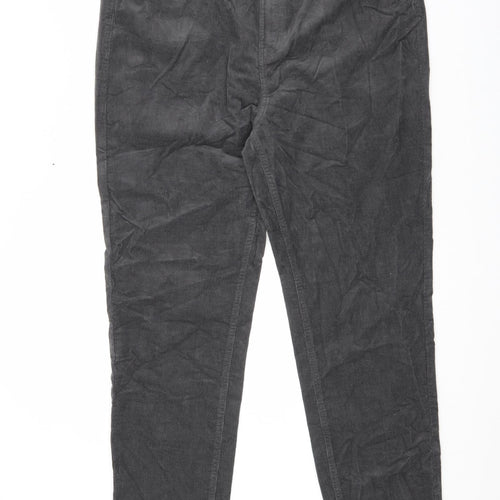 Marks and Spencer Womens Grey Cotton Trousers Size 20 L29 in Regular Zip