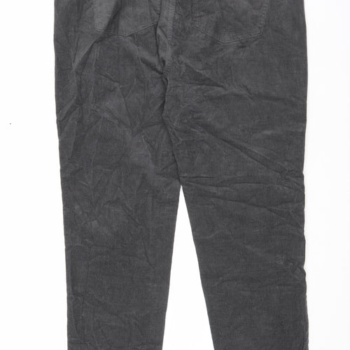Marks and Spencer Womens Grey Cotton Trousers Size 20 L29 in Regular Zip