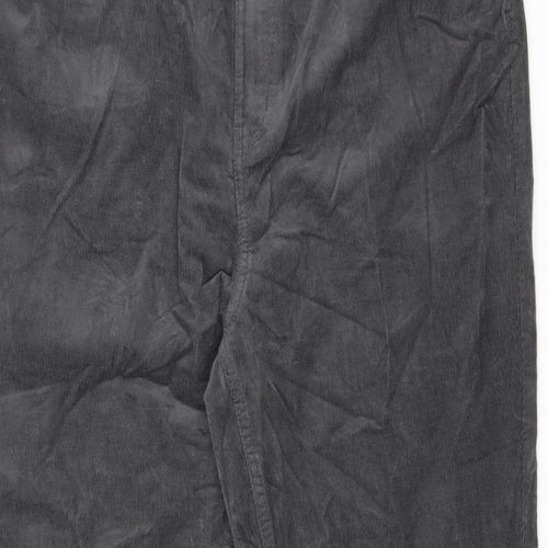 Marks and Spencer Womens Grey Cotton Trousers Size 20 L29 in Regular Zip