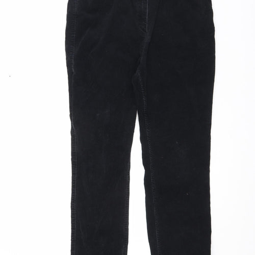 Marks and Spencer Womens Black Cotton Trousers Size 12 L28 in Regular Zip