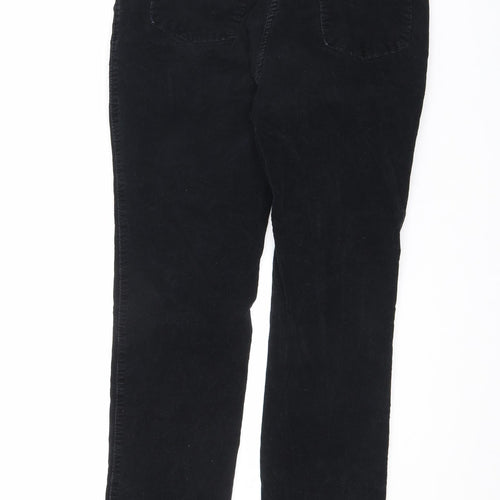 Marks and Spencer Womens Black Cotton Trousers Size 12 L28 in Regular Zip