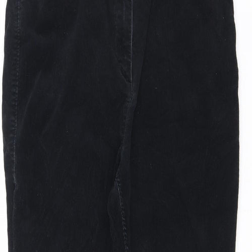 Marks and Spencer Womens Black Cotton Trousers Size 12 L28 in Regular Zip