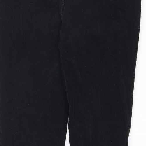 Marks and Spencer Womens Black Cotton Trousers Size 12 L28 in Regular Zip