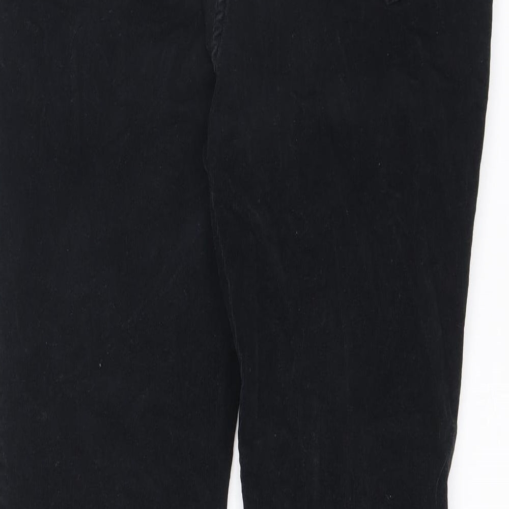 Marks and Spencer Womens Black Cotton Trousers Size 12 L28 in Regular Zip