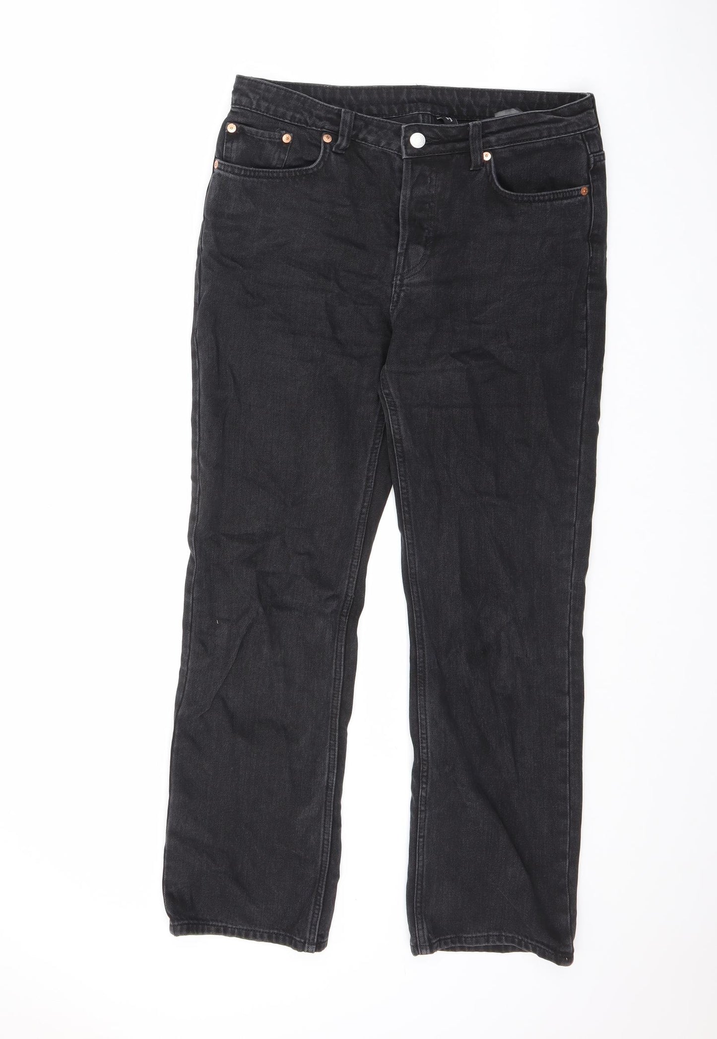 Weekday Mens Black Cotton Straight Jeans Size 29 in L30 in Regular Button
