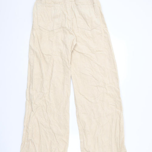 Pull&Bear Womens Beige Cotton Trousers Size 10 L31 in Regular Zip