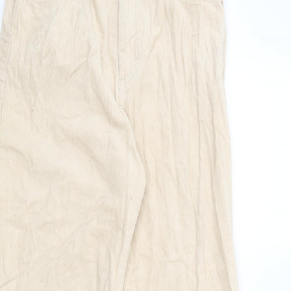 Pull&Bear Womens Beige Cotton Trousers Size 10 L31 in Regular Zip