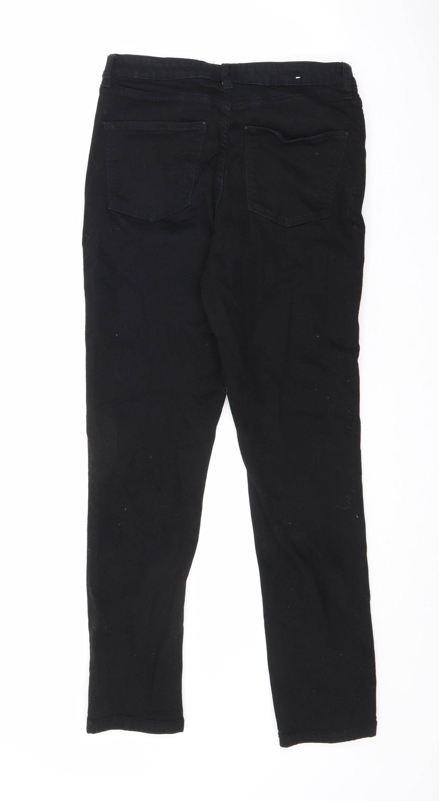 John Lewis Womens Black Cotton Skinny Jeans Size 12 L27.5 in Regular Zip