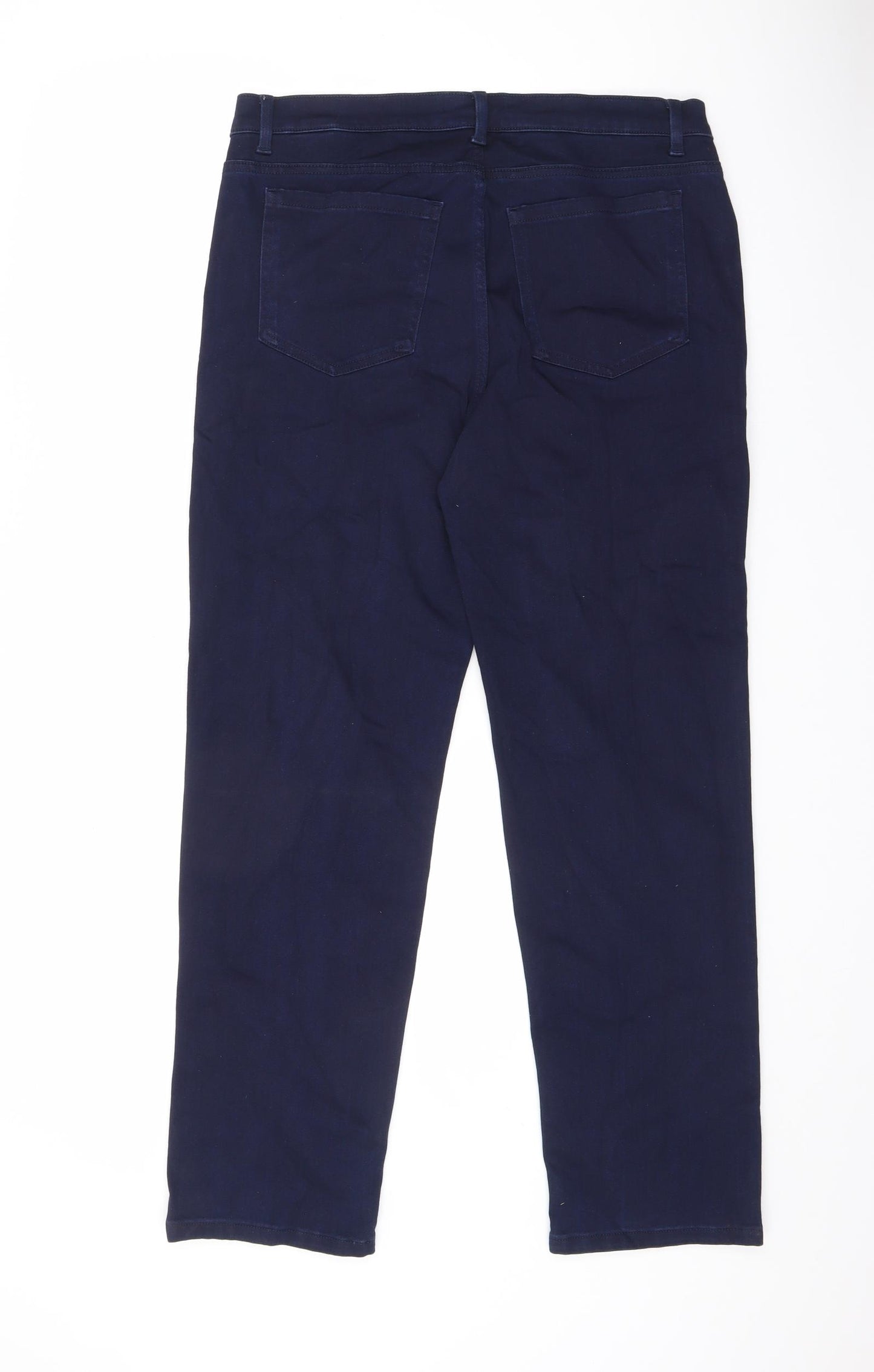 Marks and Spencer Womens Blue Cotton Straight Jeans Size 16 L28.5 in Regular Zip