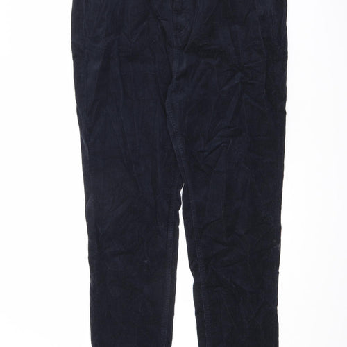 Marks and Spencer Womens Blue Cotton Trousers Size 20 L28.5 in Regular Zip