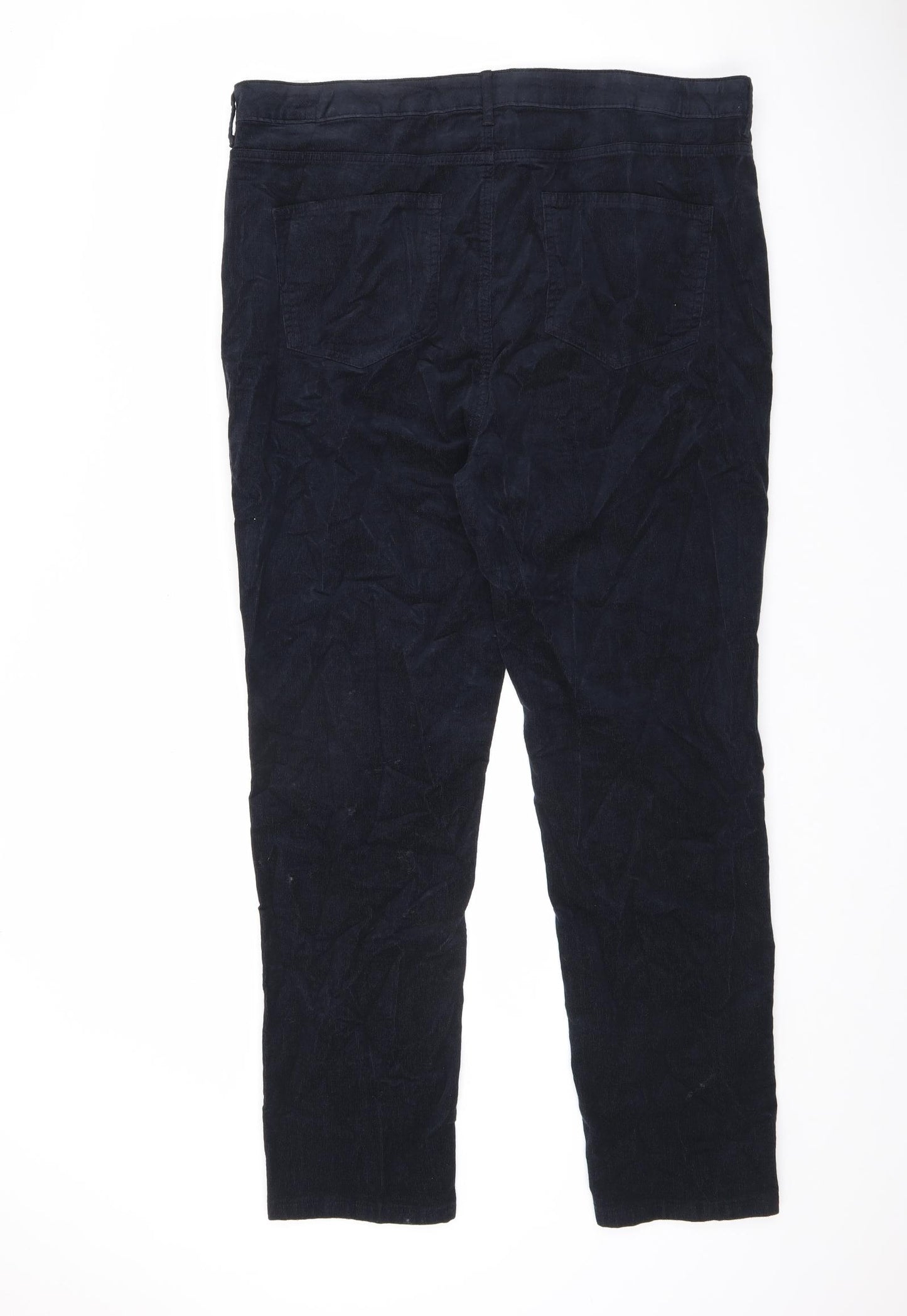 Marks and Spencer Womens Blue Cotton Trousers Size 20 L28.5 in Regular Zip
