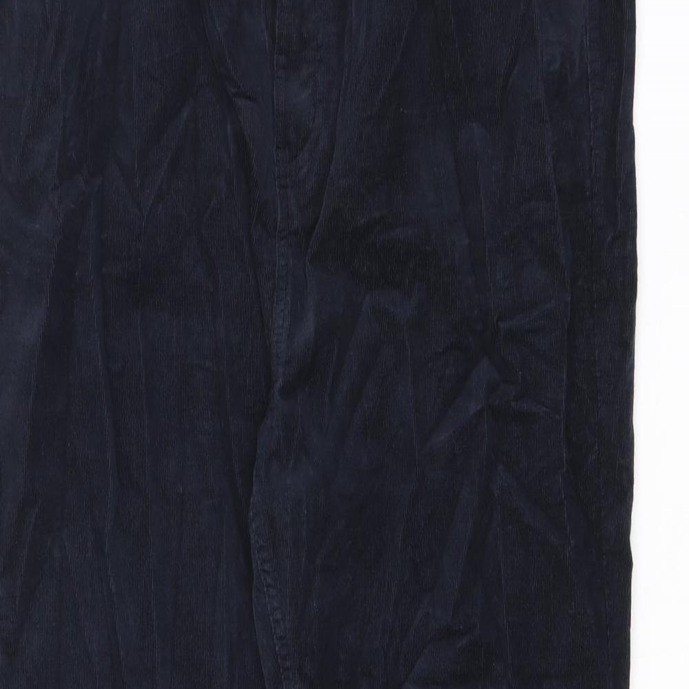 Marks and Spencer Womens Blue Cotton Trousers Size 20 L28.5 in Regular Zip