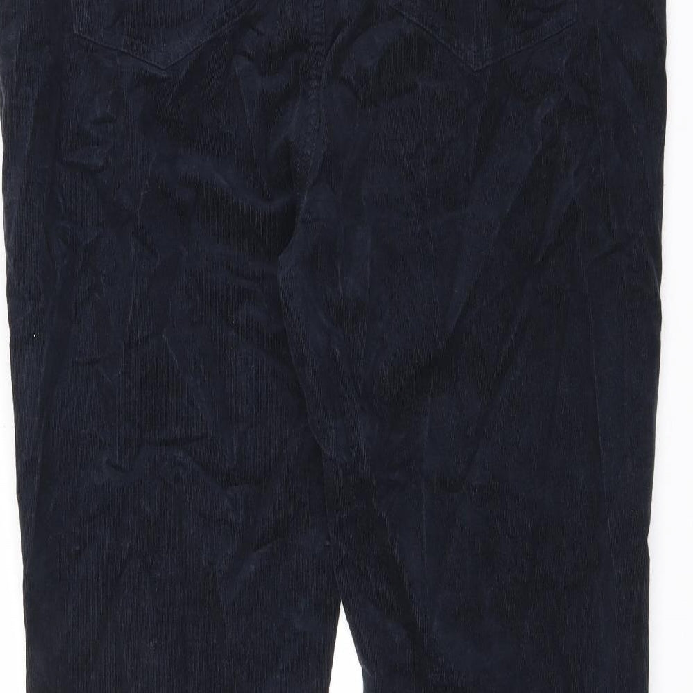 Marks and Spencer Womens Blue Cotton Trousers Size 20 L28.5 in Regular Zip