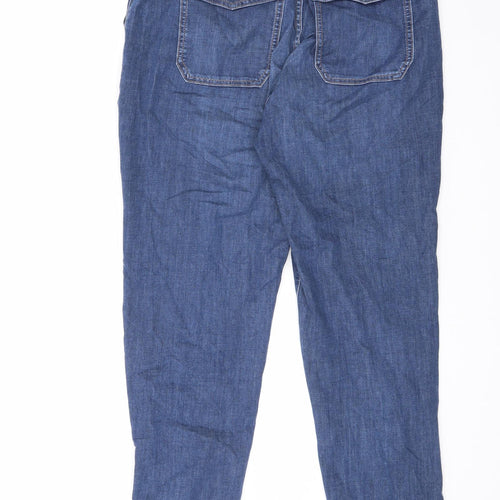 Marks and Spencer Womens Blue Cotton Tapered Jeans Size 12 L26.5 in Regular Zip