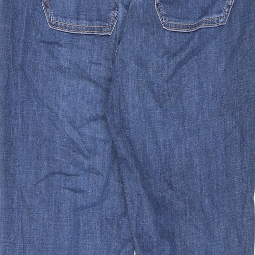Marks and Spencer Womens Blue Cotton Tapered Jeans Size 12 L26.5 in Regular Zip
