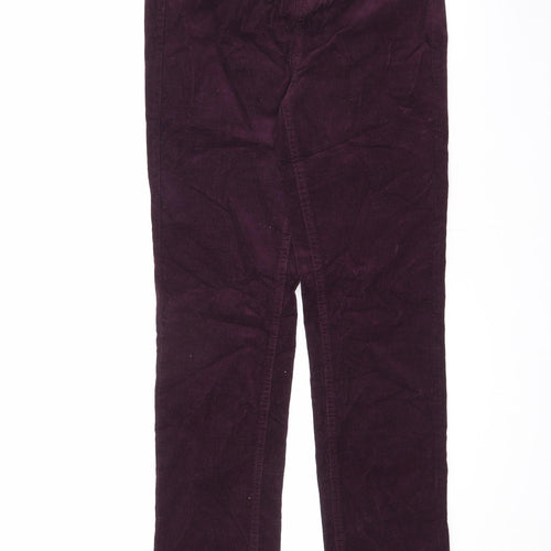 Marks and Spencer Womens Purple Cotton Trousers Size 10 L32 in Regular Zip