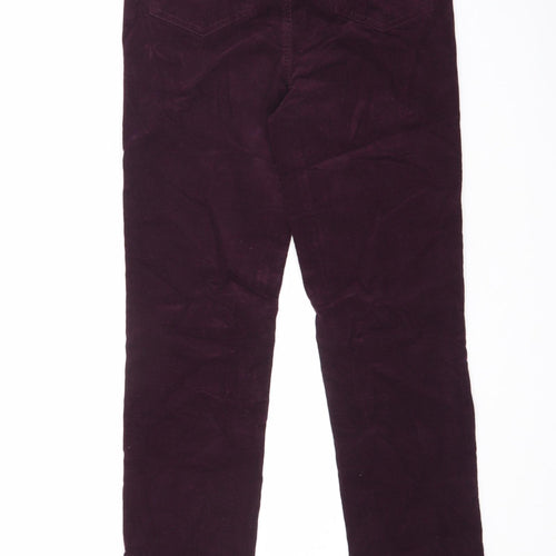 Marks and Spencer Womens Purple Cotton Trousers Size 10 L32 in Regular Zip