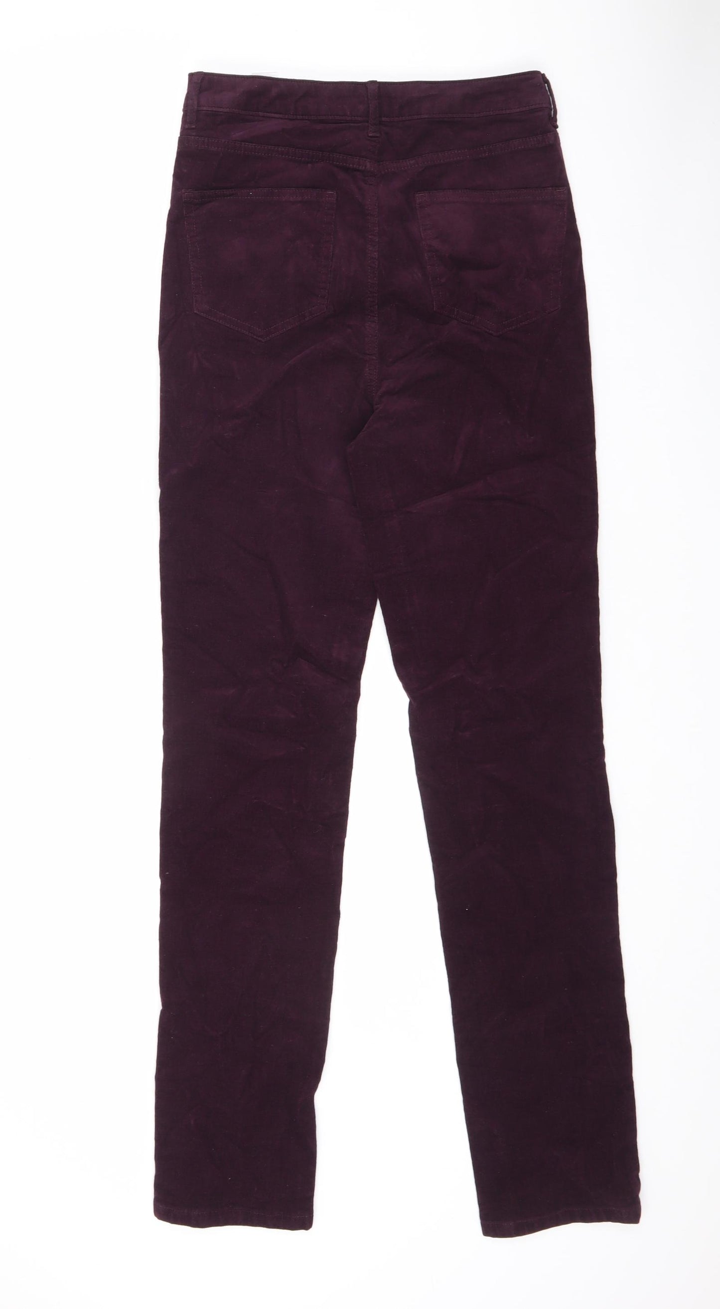 Marks and Spencer Womens Purple Cotton Trousers Size 10 L32 in Regular Zip